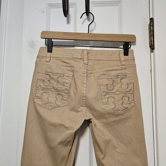 Tory Burch Logo Crop Straight Leg Jeans - Picture 6 of 8